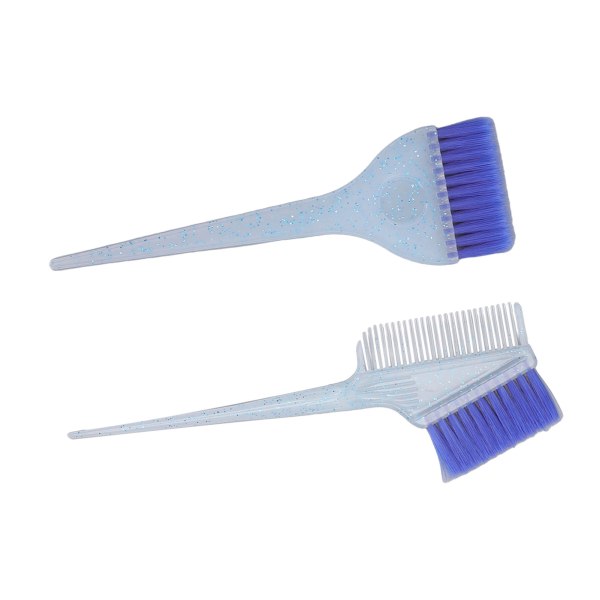 2 stk myk nylon hårfremhevingsbørsteapplikator Dobbeltsidig hårfargebørstekam med glitterhåndtak Blå
