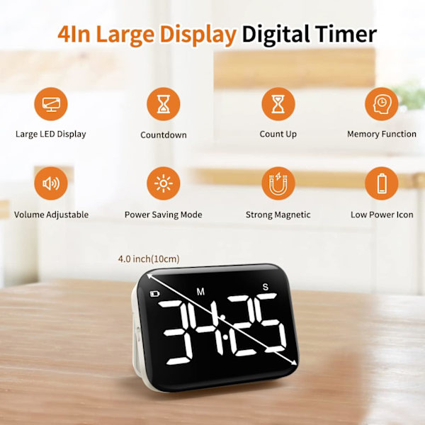 Køkken Timer til Madlavning med Optælling Nedtælling, Digital Timer Batteridrevet