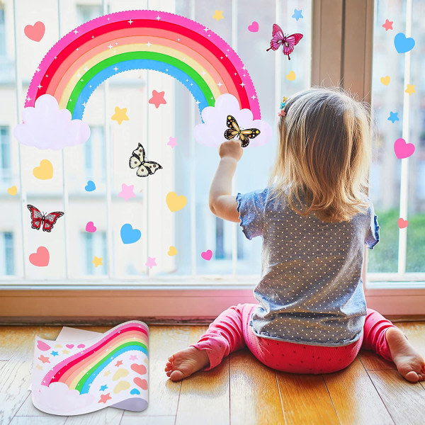 Yeaqee Rainbow vægdekaler Avtagbar Star Butterfly Heart Wall S