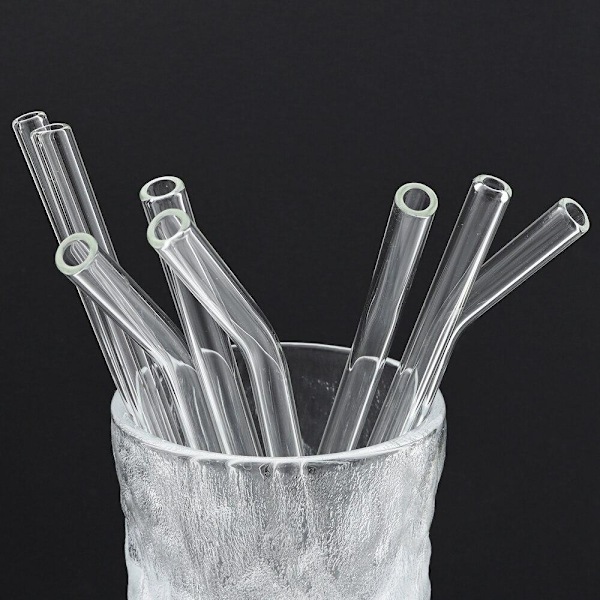 Rett Bøy Strå Borosilikat Glass Stråer Miljøvennlige Gjenbrukbare for Milkshake Bar Tilbehør Stråer med Børster Transparent 2pcs straight+2pcs bend