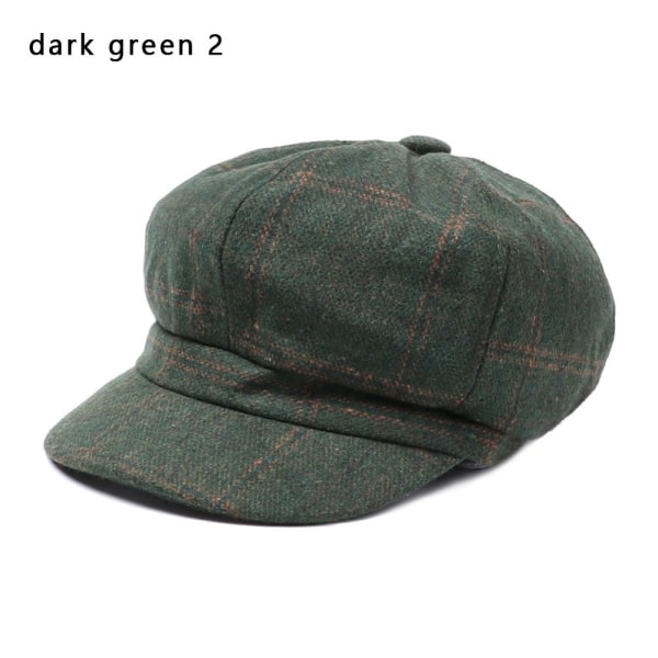 Åttekantet cap Luer Maler Newsboy Caps Dame Berets MØRKEGRØNN 2 mørkegrønn 2 dark green 2