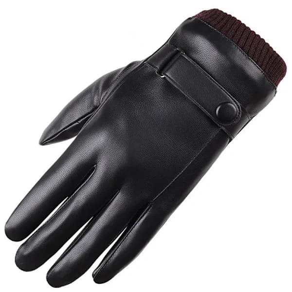 Touchscreen-handsker til mænd, efterår og vinter, vasket PU-læder, plus cashmere, varme til bilkørsel og cykling