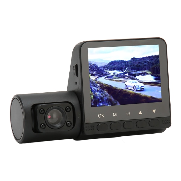 2,4 tommers 3-kanals Dash Cam 1080P treveis trippel bilkamera Night Vision Loop-opptak Bevegelsesdeteksjon Kjøreopptaker