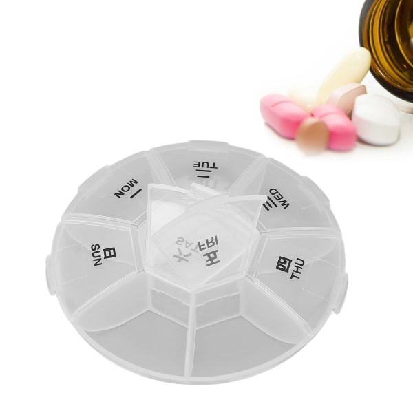 2 kpl viikoittainen lääkerasia Vanhusten anti-forgetting lääkepakkauslaatikko läpinäkyvä pyöreä 7 päivän case matkustamiseen