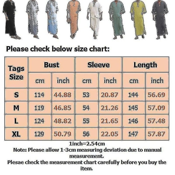 Miesten Arabiallinen Muslimi Pitkä Kaftan Vaatteet Rentoutunut Lähi-idän Islamilainen Thobe Kaftan Robat Harmaa XL
