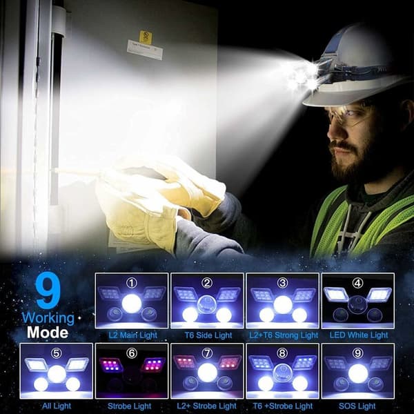 LED pandelampe 5 lamper 21 LED 9 tilstande 18000 Supe