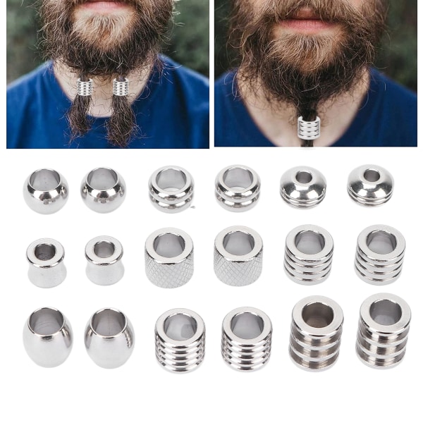 18 st Viking hårpärlor Rostfritt stål Hög hårdhet Perfekt storlek Enkel design Bred applikation Dread Beads
