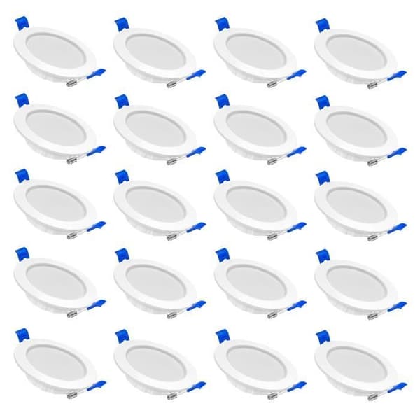 XMTECH Pakke med 20 LED-spotlight Downlight Panel Slimline 5W Kold hvid, til Badeværelse, Stue, Soveværelse