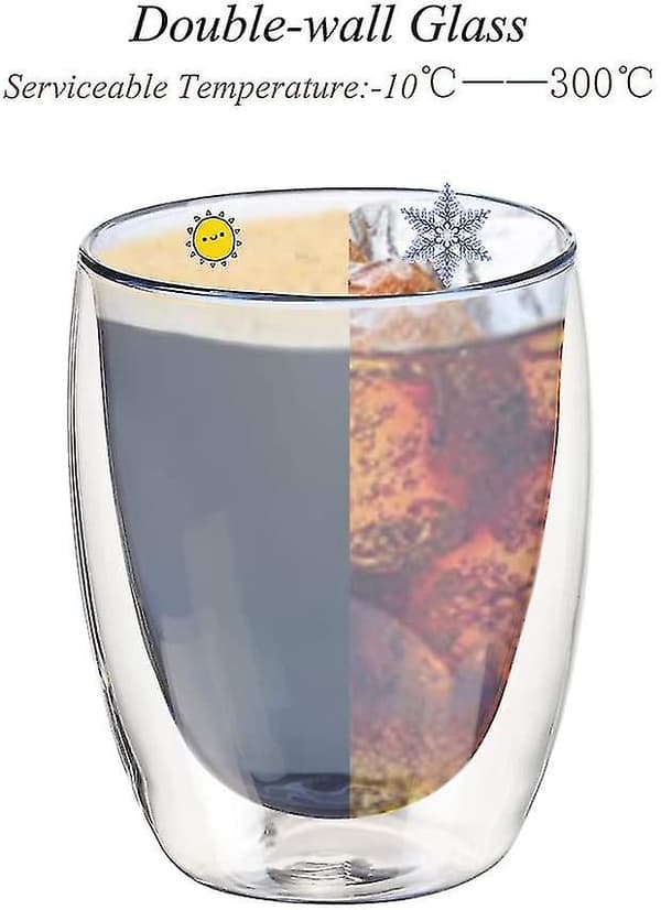 Dobbelt væggede glaskaffe. 400 ml Latte-glas. Dobbeltlags glaskaffe