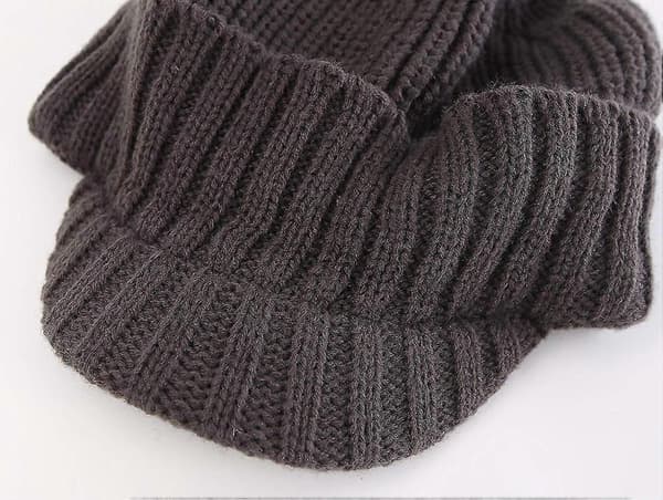 Keps med skärm för män, vinter, stickad, tjock, utomhus Grå Grey One Size
