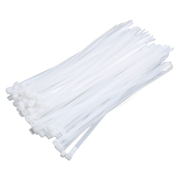 100 stk buntebånd 250 lbs strekkstyrke Ekstra lange kraftige nylonbånd for innendørs utendørs hvit 300 mm / 11.8in