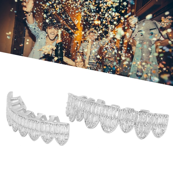 Plating Tand Brace Sæt Moderigtigt metal tænder dekoration smykker til Halloween PartySilver