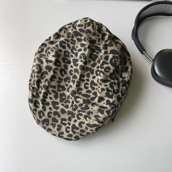 Print Cap Leopard Basker Britisk Peaket Caps