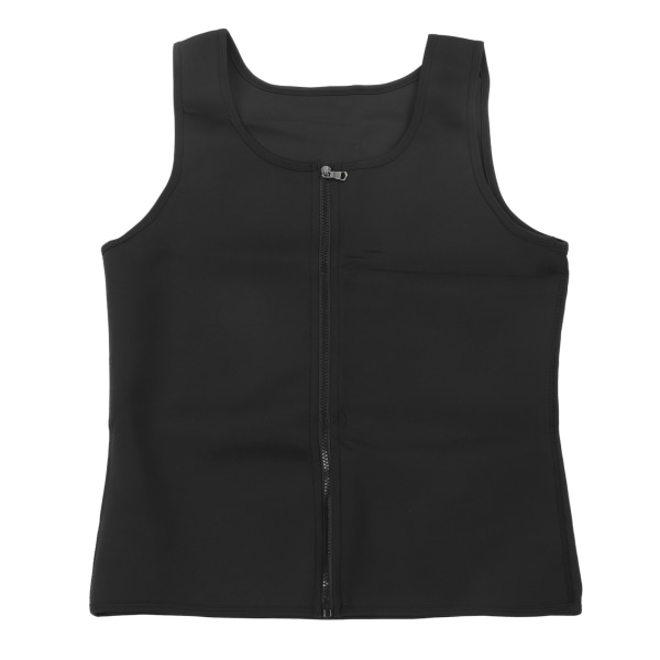 Miesten vetoketjullinen Fitness Shapewear -tankkitoppi L-koko, All Black Quick Dry Miesten harjoitteluun laihduttava toppi