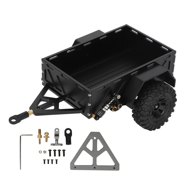 RC Car Hitch Trailer Aluminiumlegering Antisladd gummidäck Rostsäkert för Traxxas TRX4M 1/18 RC Car Black