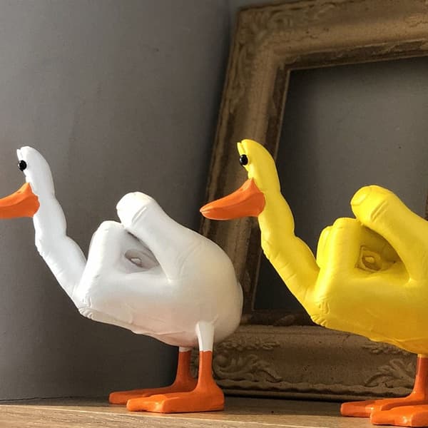 Långfinger Andefigurer Harts Anka Dekorasjon HVIT