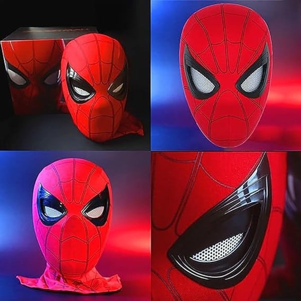 Mascara Spiderman Hovedbeklædning Cosplay Bevægelige Øjne Elektronisk Maske Spider Man 1:1 Fjernbetjening Elastiske Legetøj Til Voksne Børn Gave