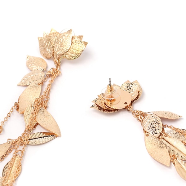 1 par modelegering långa hänge örhängen bladdekoration örhänge kvinnor smycken guld