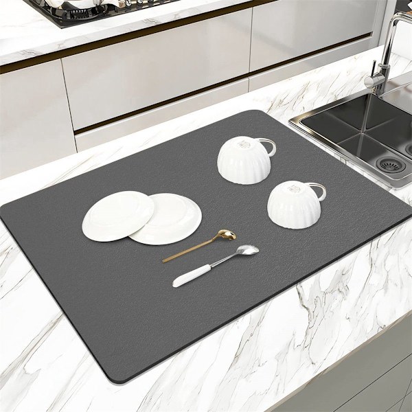 Kaffeabsorberende drypmåtte 40x50cm, sort - tamper måtte, til kaffemaskine, te tilbehør