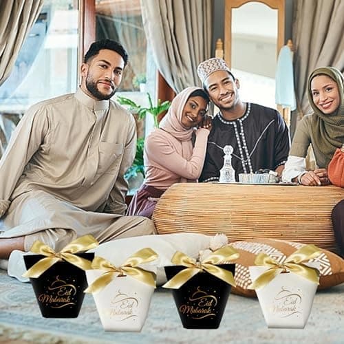 12 Delar Eid Mubarak Presentförpackning, Godis Små Presentförpackningar med Revben