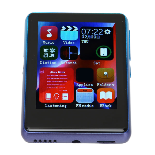 MP3-afspiller Bluetooth 5.0 HD Full Touch Screen Support Optagelse af musikafspiller med FM-radio Elektronisk boghøjttaler Blå 4+32GB (hukommelseskort)
