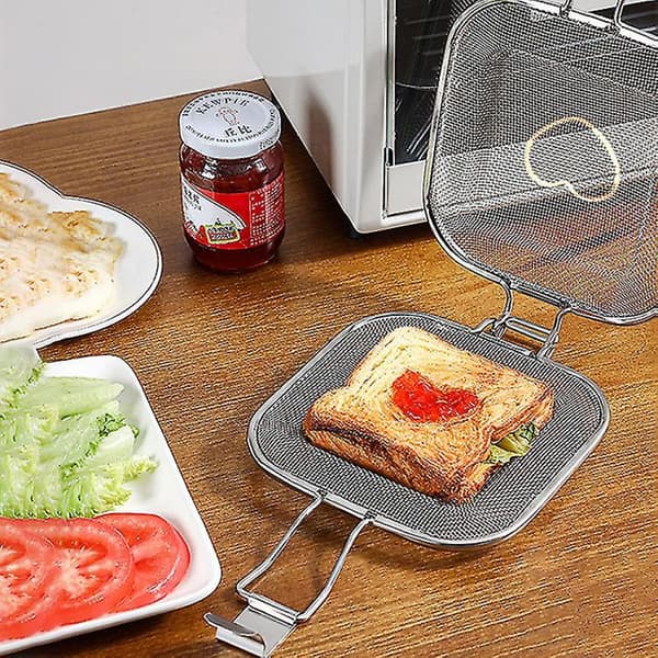 Rustfrit stål sandwichgrill, grillnet til brød, til hjemmebagning