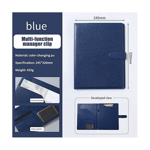 Multifunctional A4 Leather Business Portfolio Folder with Notepad