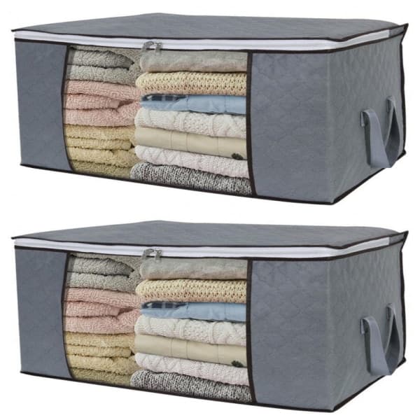 Storage bag for sheets, duvets, clothes 60x43x35 cm Grey 2-pack
