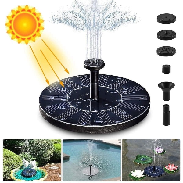 Solar Fountain, 1,4w Solar Pond Pump med 4 effekter, max 70 cm