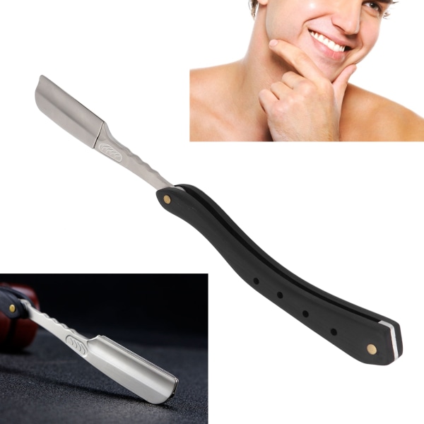 Mænds lige kant barberkniv Zinklegering træhåndtag barberkniv til Barber Home (uden klinge)