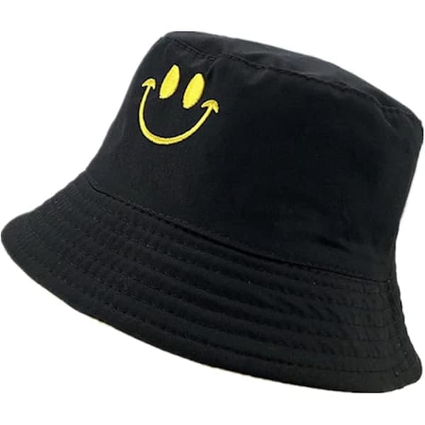 Fiskehatt, Dobbeltsidig Bucket Hat, Sammenleggbar Solhatt, Smiley