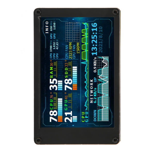 3,5 tuuman IPS USB Mini -näyttö CPU GPU RAM Lämpötilatietomonitori PC-anturipaneelin näyttö 4-nastaisella emolevykaapelilla
