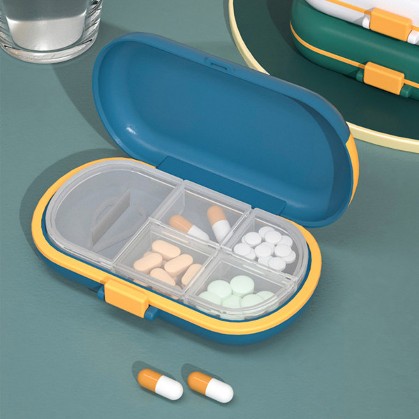 Bærbar medicinæske Stor kapacitet opbevaring Medicinetui Rejsepakningsrum Forseglet værktøj Blå
