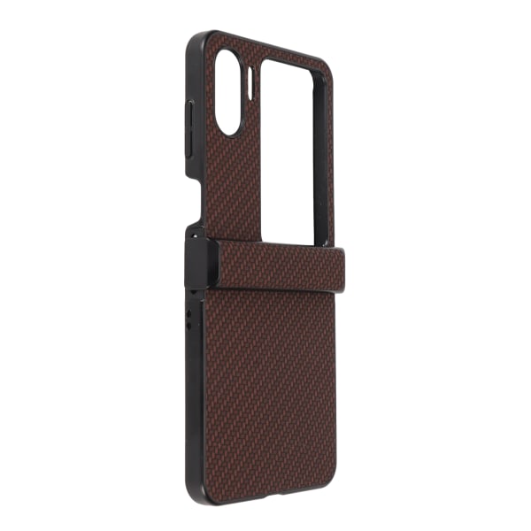 Telefonveske for OPPO Finn N2 Flip Carbon Fiber Texture Fold Mobiltelefon Plastbeskyttelsesveske Brun