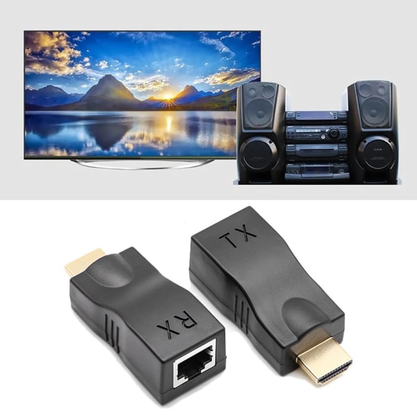 HD Multimedia Interface till RJ45 Extender 98.4ft Range HD 1080P nätverkskabelomvandlare för HDTV Set Top Box