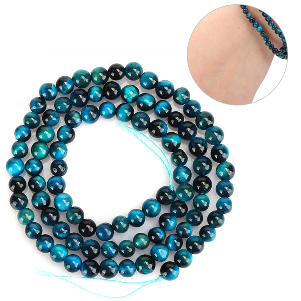 Naturstein blå tigerøye runde perler DIY smykker armbånd lage tilbehør4 mm 92 stk perler