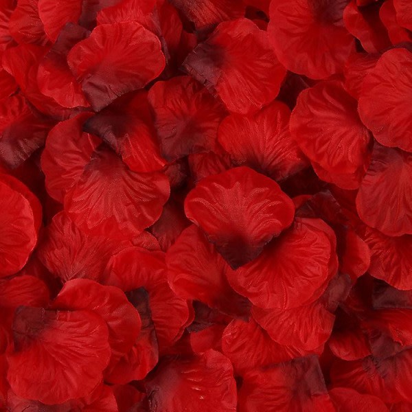 1000 st konstgjorda röda sidenrosblad Dekorasjon av bröllopsblommor, perfekt for bröllop, alla hjärtans dag og for å foreslå dekorasjon（E）