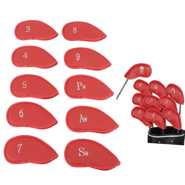 10 st Golfklubbskydd Starkt skydd Anti-Drop Snyggt lätt bärbart cover för golfälskare Röd