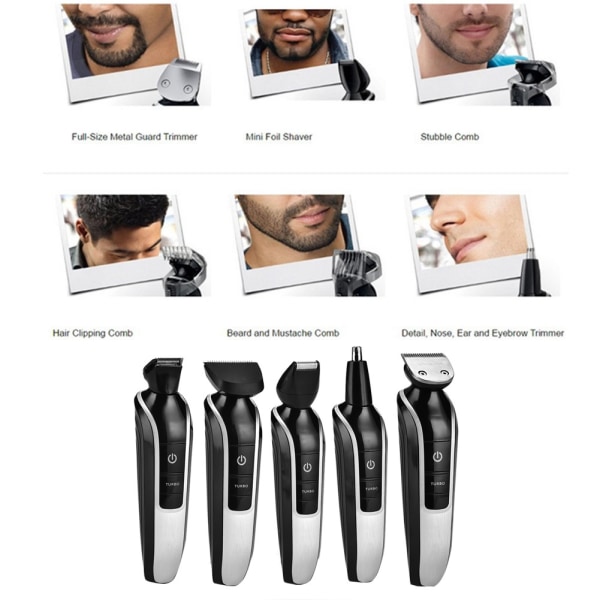 Monitoiminen miesten sähköinen hiustenleikkuri, johdoton ladattava partakone set