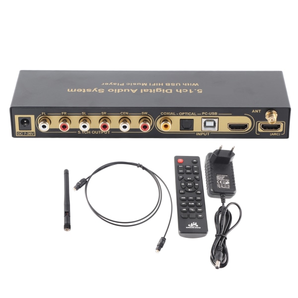 HD Multimedia Interface 5.1CH lyddekoder HD Multimedia Interface Digital Sound Extractor Converter 100?240V EU Plugg