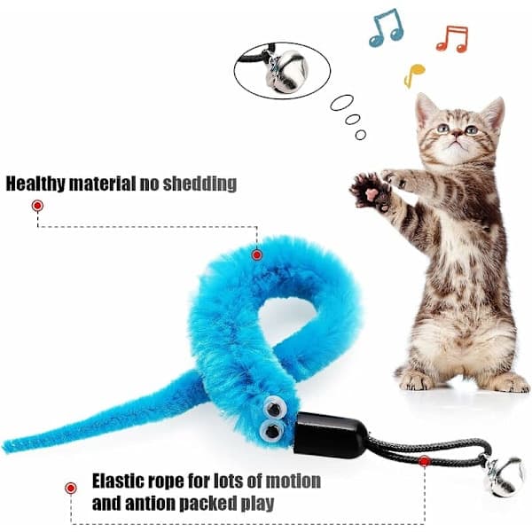 Replacement Pack for Cat Wand 12 Pcs Fur Worm with Bell Interactive Cat Toy Cat Wand Refills - MODOU
