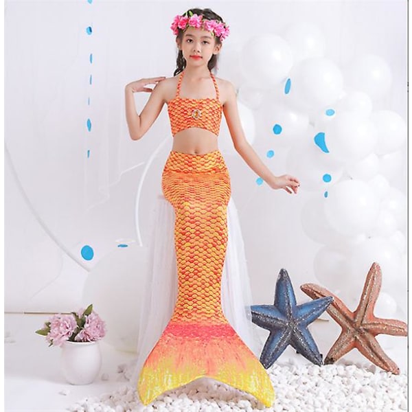 2022 Nya sjöjungfrukläder Mermaid Tail Barn Baddräkt Flickor Badkläder Små flickor Badkläder Dräkt COLOR3 110cm