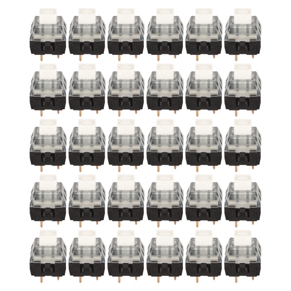 30 stk mekaniske tastaturbrytere Vanntett bakgrunnsbelysning DIY-tastaturbryter for tilpasning av tastaturer Hvit bryter svart base