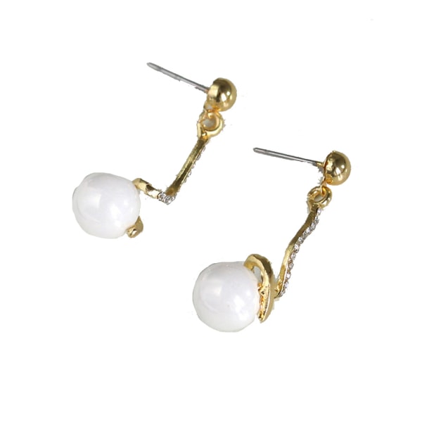 Mote legering rhinestone perle dingle øredobber kvinner eardrop smykker tilbehør (gull)