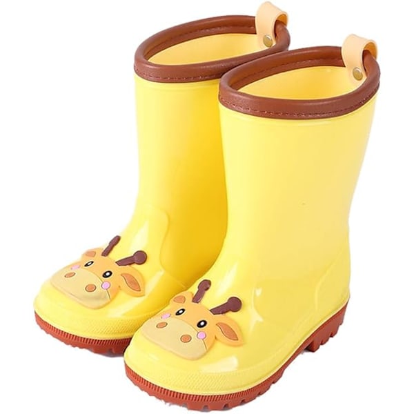 1. lasten vedenpitävät saappaat lapsille pojille tytöille söpöt sarjakuvaeläimet kuvio kumisaappaat sade saappaat Keltainen Yellow 26 Code
