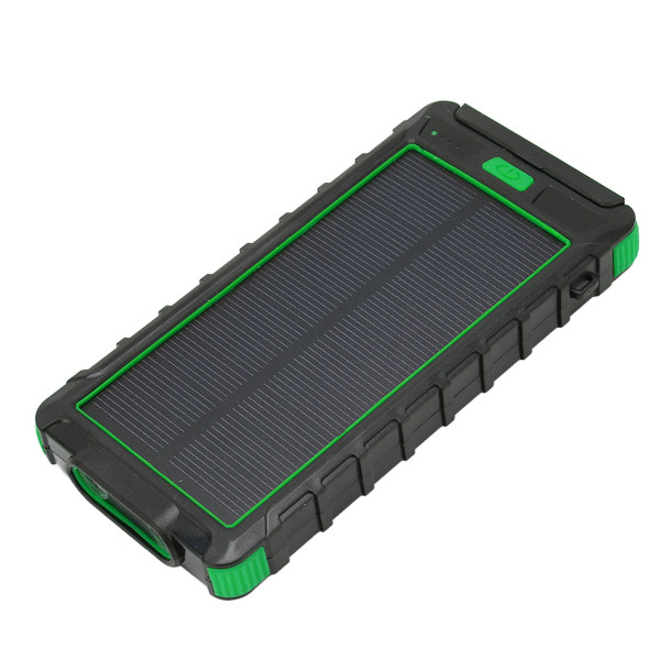 Bärbar Solar Telefonladdare 20000mAh Solar Power Bank med Kompass och LED-ficklampa för Utomhus Svart Grön