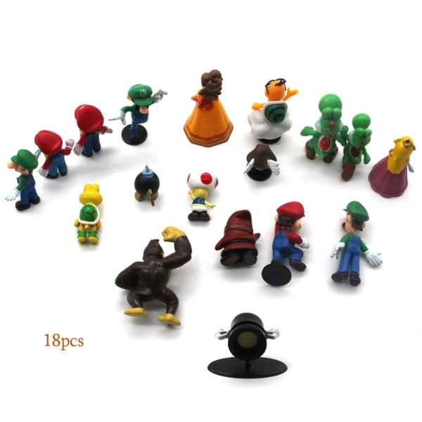 18 st Super Mario Brothers actionfigurer tecknade leksaker set 18