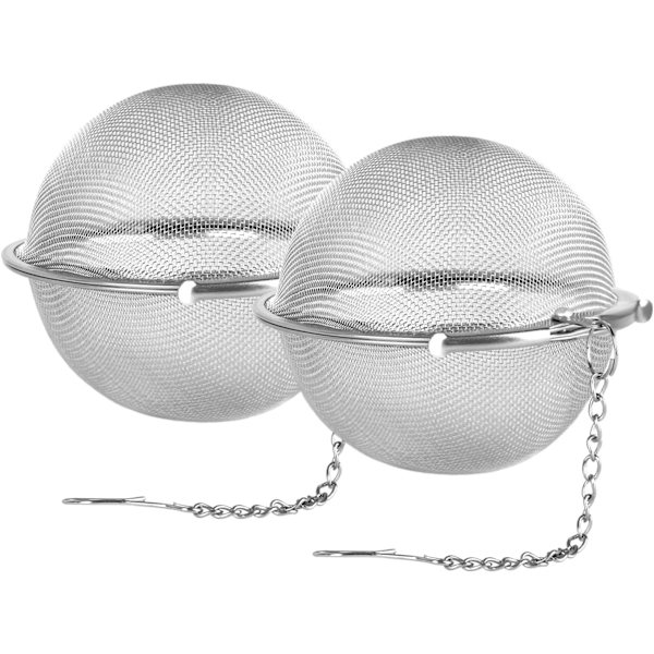 2 stk rustfrie te-sil i mesh, 3,5 tommer, te-sil, te-silfilter for te
