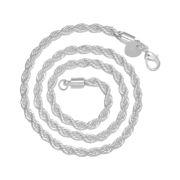 Twisted Rope Chain Halskjede 925 Sterling Silver 16 TOMMES 16 TOMMES 16 tommer 16 inch