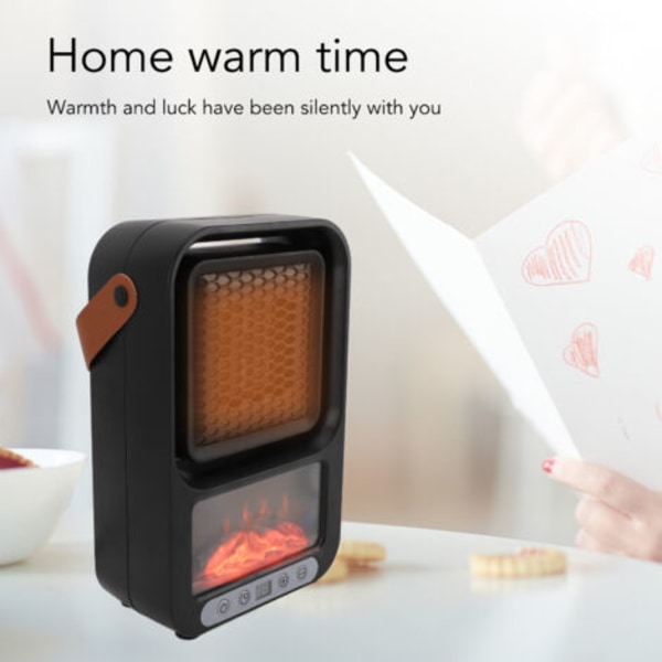 Stille, justerbar elektrisk radiator med 3D-flamme, 150 mAh, for soverom og kontor.pa